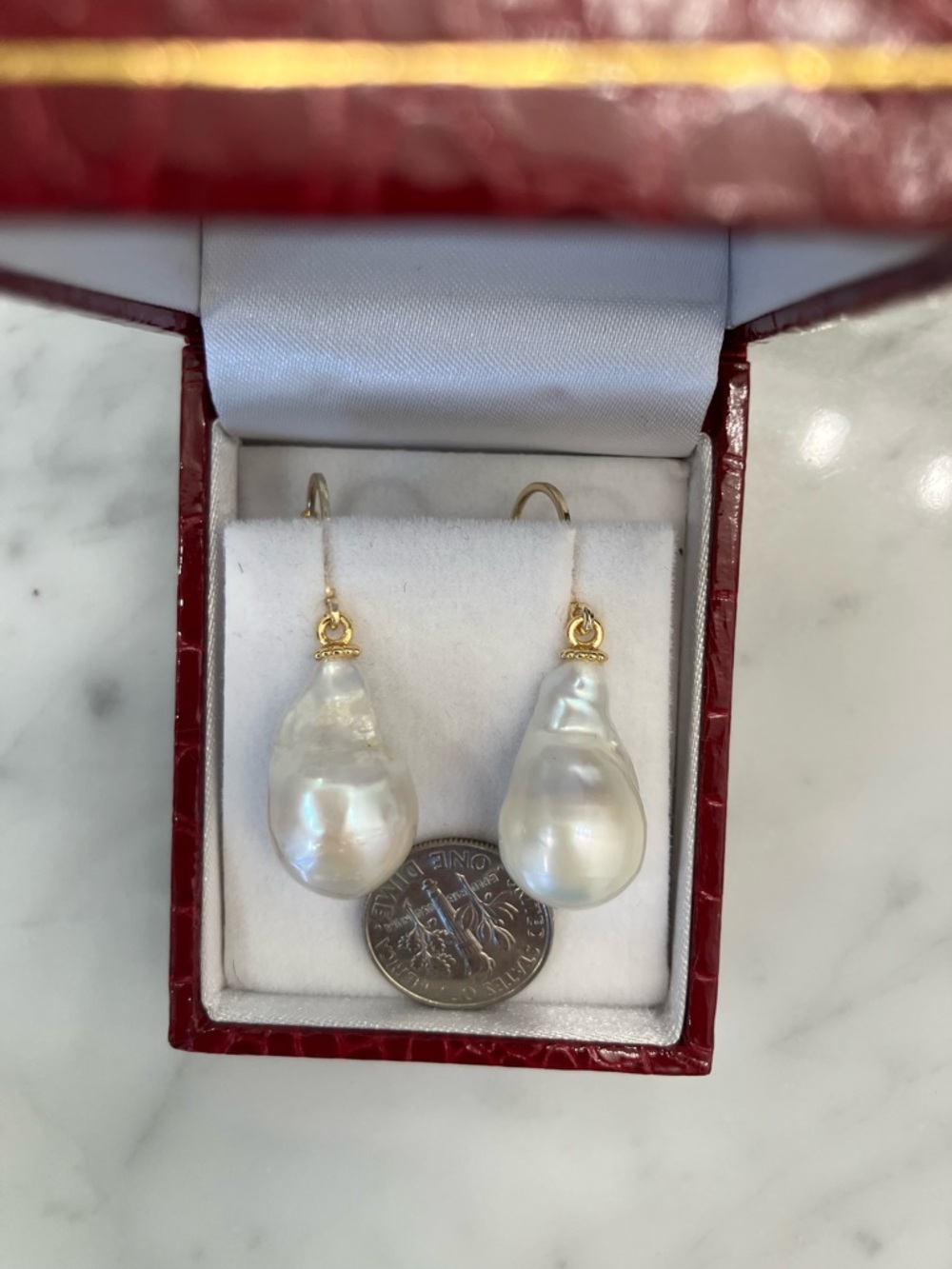 Extra Large Drop Baroque Pearl Earrings